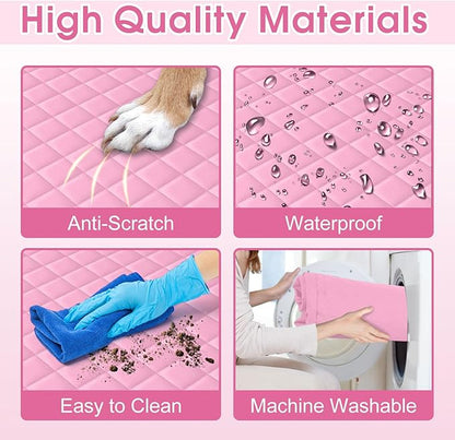 Waterproof Dog Car Seat Cover for Back Seat - Durable, Scratch Proof Pet Hammock with Nonslip Design &amp; Storage Pockets, Fits Cars, SUVs, Trucks - S, Pink/Grey