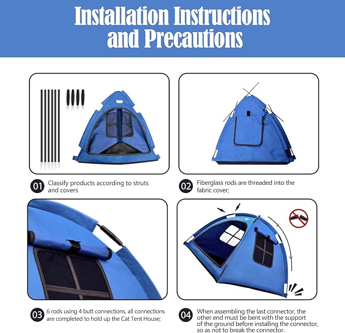 Navy Blue Small Cat &amp; Dog Outdoor House Tent - Waterproof, Washable &amp; Multipurpose - Ideal for Cats, Dogs &amp; Bunnies