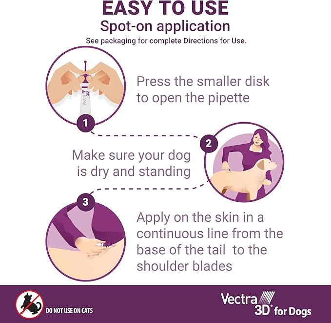 Vectra 3D for Dogs Flea, Tick &amp; Mosquito Treatment &amp; Prevention for Large Dogs (56 to 95 lbs) , 3 month supply