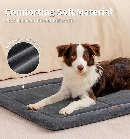 Made4Pets Dog Crate Pad Bed for Large Dogs, Washable &amp; Reversible, Anti-Slip Kennel Mat for Cozy Sleeping, Soft Fluffy Dog Bed for Indoor &amp; Outdoor Use, 41"x29", Dark Gray