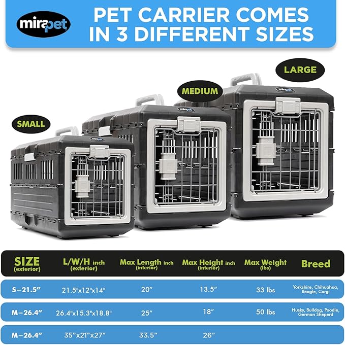 USA Pet Carrier &amp; Crate 26" - Premium Collapsible Design for Medium Cats and Dogs - Portable Kennel for Indoor/Outdoor Use - 360-Degree Ventilation &amp; Hard Plastic Wall Protection