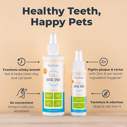 Oxyfresh Advanced Pet Dental Spray – Instant Dog and Cat Fresh Breath: Easiest No Brushing Pet Dental Solution for Dogs and Cats – Best Way to Fight Plaque, Keep Teeth &amp; Gums Healthy, 8oz.