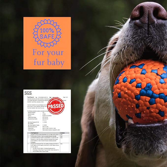 Tough Dog Toys for Aggressive Chewers &amp; Teething Puppies, Bouncy Balls for Medium Dogs, Durable Pet Toys, Floating Dog Balls for Water Play (Orange-Blue-Set)