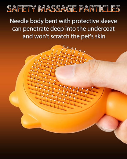Pet Demon Brush, Cute Self Cleaning Slicker Brush for Dogs Cats Puppy Rabbit, Professional Pet Grooming Hair Removal Tool for Short &amp; Long Hair