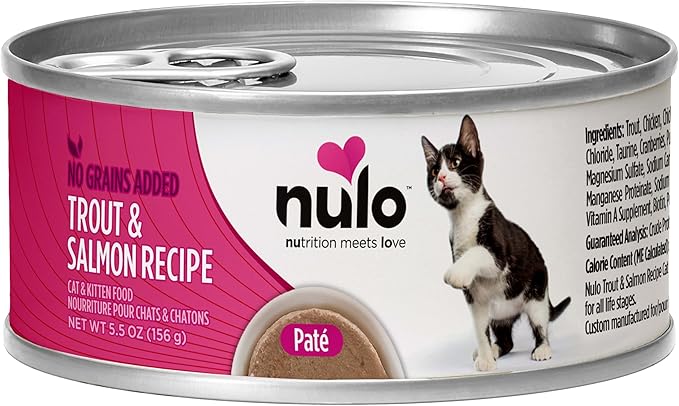 Nulo Trout &amp; Salmon Recipe Pate Wet Canned Cat Food, 5.5 Ounce (Pack of 24)