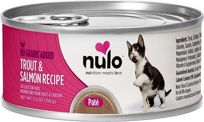 Nulo Trout &amp; Salmon Recipe Pate Wet Canned Cat Food, 5.5 Ounce (Pack of 24)