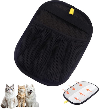 Electrostatic Pet Hair Remover Glove, Reusable Pet Hair Removal Glove for Dog &amp; Cat Grooming, Double Sided Static Pet Hair Fur Remover Tool Mitt Gloves (2PCS) (1 Gloves+1 flea Comb)