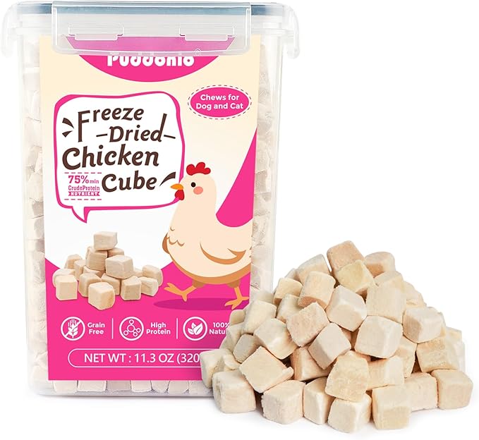 Freeze Dried Cats &amp; Dogs Raw Treats, All Natural Single Ingredient Chicken Breast, High Protein Healthy Pet Training Treats or Food Topper, 11.3 oz
