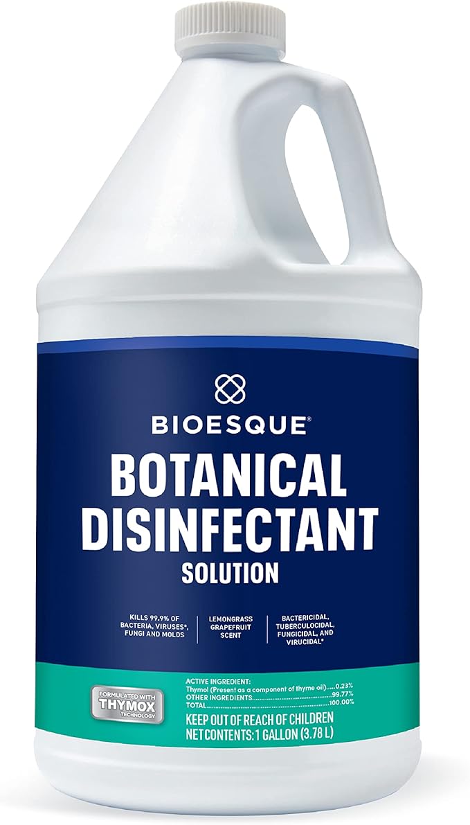 Bioesque Botanical Disinfectant Solution, Heavy Duty Broad-Spectrum Disinfectant, Kills 99.9% of Bacteria, Viruses*, Fungi, &amp; Molds, 1 Gallon (Pack of 4)