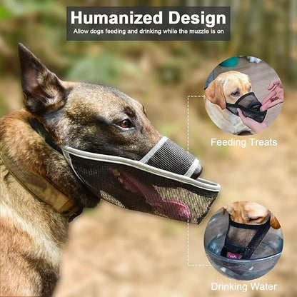 Crazy Felix Nylon Dog Muzzle for Small Medium Large Dogs Dachshund Beagle Poodle Labrador, Air Mesh Breathable and Drinkable Pet Mouth Guard for Anti-Biting Chewing Scavenging (XS, Reflective Trim)