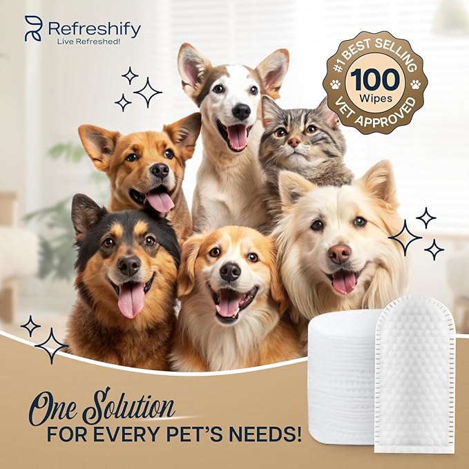 Dog Ear Wipes - 100 Value Pack - Mint Ear Wipes for Dogs, Vet Formulated Pet Ear Wipes for Dogs &amp; Cats – Effective Dog Ear Cleaner for Itch Relief, Wax &amp; Odor