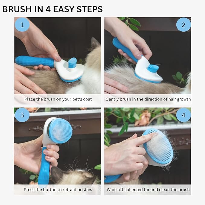 AIXINPET Cat &amp; Dog Self Cleaning Slicker Brush - Easy to Remove Loose Fur, Harmless Deshedding Grooming Tool, Massaging Function - Suitable for Shedding &amp; Furry Pets, like Rabbits and Ferrets