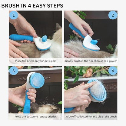 AIXINPET Cat &amp; Dog Self Cleaning Slicker Brush - Easy to Remove Loose Fur, Harmless Deshedding Grooming Tool, Massaging Function - Suitable for Shedding &amp; Furry Pets, like Rabbits and Ferrets