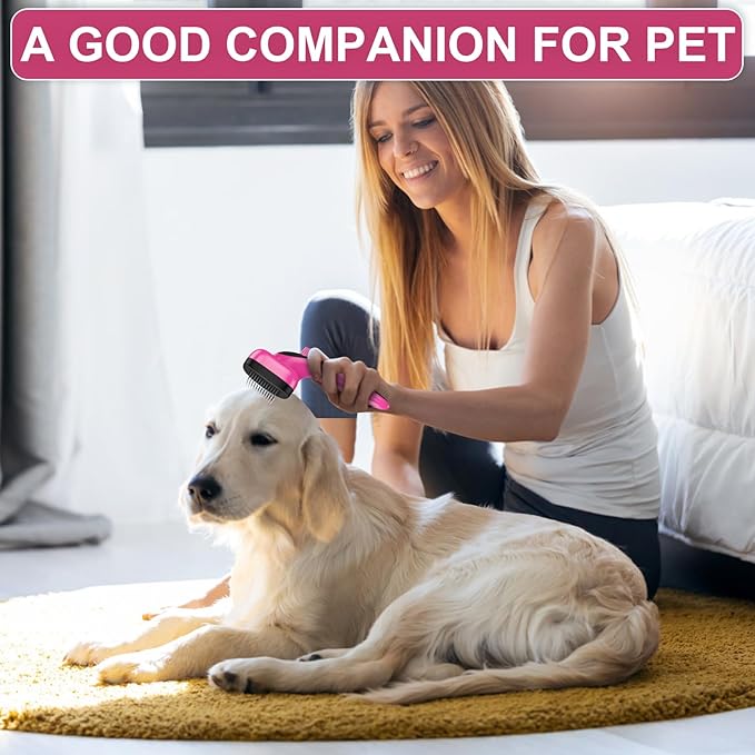 Self Cleaning Slicker Brush for Shedding Long Short Haired Dogs &amp; Cats, Remove Loose Tangling Knot Undercoat Fur Mats, Grooming Brush with Retractable Bristles for Small Medium Large Pet, Pink