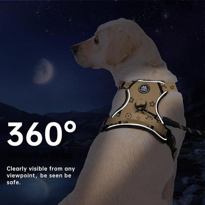 IVY&amp;LANE No Pull Dog Harness with Leash Set, Reflective No Choke Pet Vest,Adjustable Oxford Dog Vest Harness with Easy Control Handle for Large Dogs (Light Brown,XL)