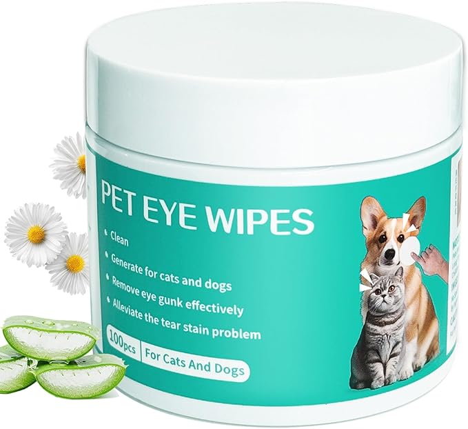 Dog Eye Wipes Gently Remove Tear Stain Eye Debris for Dogs &amp;Cats Pet Grooming Kit Care Wash Cleaner for Eyes Wrinkle Face 100pcs Unscented