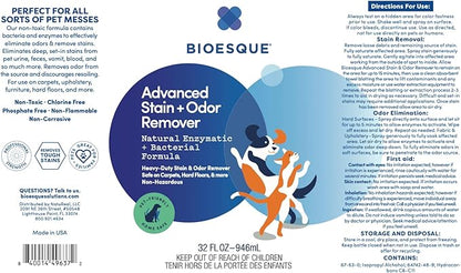 Bioesque Advanced Stain + Odor Remover, Pet-Friendly Natural Enzymatic &amp; Bacterial Formula, Heavy-Duty Stain &amp; Odor Remover, Safe on Carpets, Hard Floors, &amp; More, 32 Fl Oz (Pack of 6)