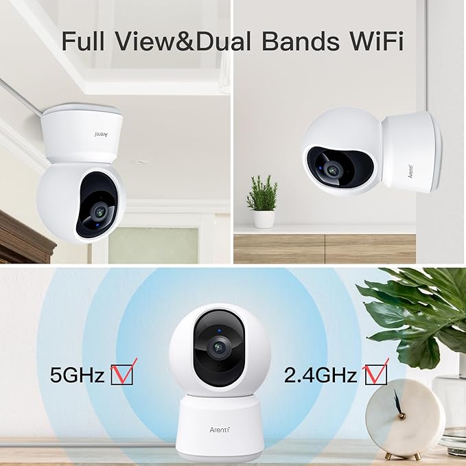ARENTI 5G Indoor Security Camera, 4MP Pet Camera with Speaker for Dog/Cat, Baby Monitor with Phone App, Dual-Band WiFi, Auto Tracking, Super Night Vision, 2-Way Talk, Cloud &amp; SD Card Storage(P2Q 2PC)