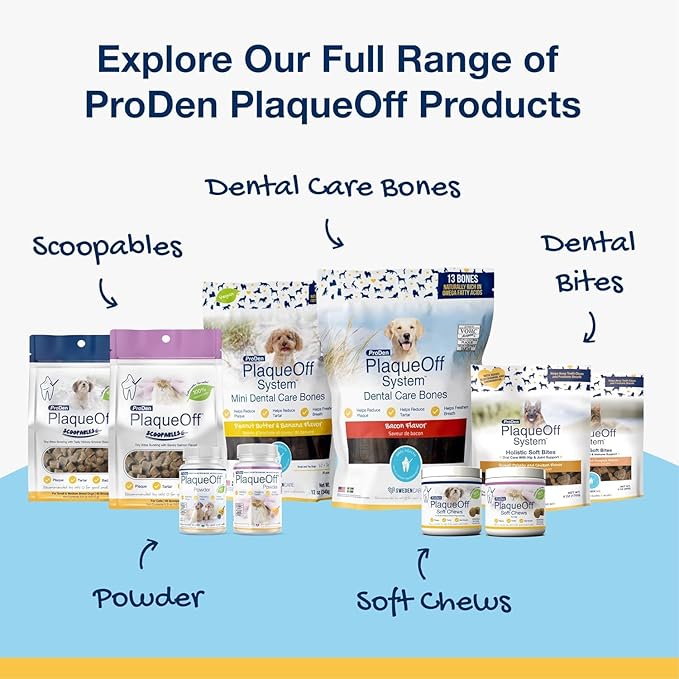 ProDen PlaqueOff Powder for Pets - Cat &amp; Dog Breath Freshener - Plaque &amp; Tartar Remover for Pet Oral Care - 60g