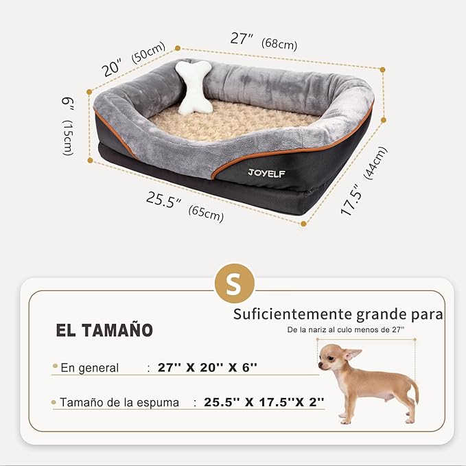 JOYELF Memory Foam Dog Bed Small Orthopedic Dog Bed &amp; Sofa with Removable Washable Cover and Squeaker Toy as Gift