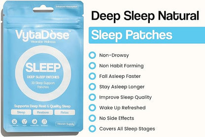 Natural DEEP Sleep Patches for Adults: 8-Hour Time-Release Formula for Sustained Rest &amp; Superior Absorption W/Ashwagandha, Magnesium, Passionflower, Valerian Root, Lemon Balm &amp; Chamomile