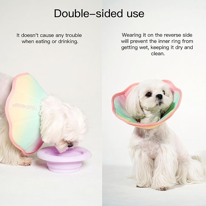 Touchdog Foldable Dog Cone Collar for Cats &amp; Dogs - Adjustable Soft Recovery Collar with Waterproof PU Coating, Lightweight Design, 24.5cm/9.6in Wide Barrier (Pink Gradient Color, XL)