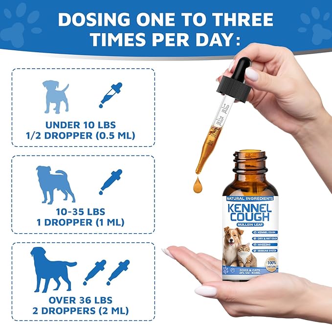 Kennel Cough Herbal Drops for Dogs &amp; Cats,Dog Cough Treatment,Dog Cough Suppressant,Kennel Cough for Dogs,Coughing Treatment Liquid,Cough Treatment for Cats,Natural Cough Supplement for Cat