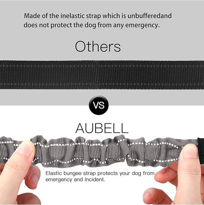 AUBELL Dog Seat Belt for Car,Updated 3-in-1 Adjustable Reflective Bungee Heavy Duty Dog Car Harness Tether with Clip Hook Latch &amp; Buckle,Swivel Zinc Alloy Carabiner,Grey