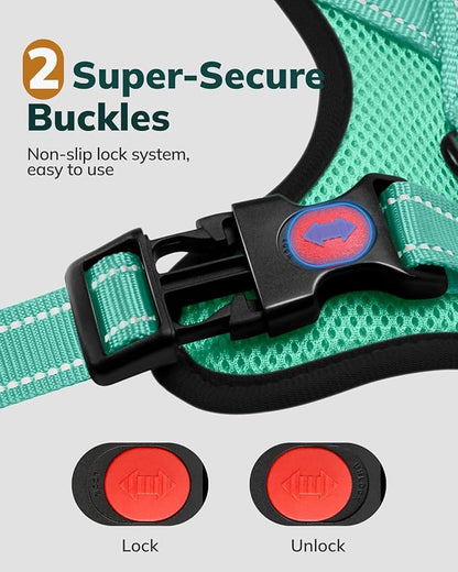 MIDOG No-Pull Dog Harness | Adjustable &amp; Reflective Pet Harness Leash Set for Small Medium Large Dogs Walking, Training| No Choke, Front Clip, Soft Padded Vest with Easy Control Handle - Green, XS