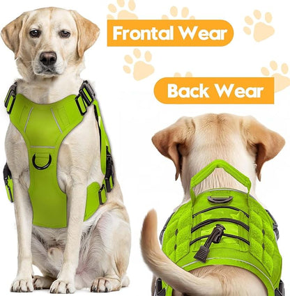 Heavy-Duty Tactical Dog Harness for Large Dogs, No Pull Adjustable Reflective Pet Vest with Molle System, K9 Military-Grade Control for Service Training, Outdoor &amp; 10+ Breeds, Wild Lime, Medium
