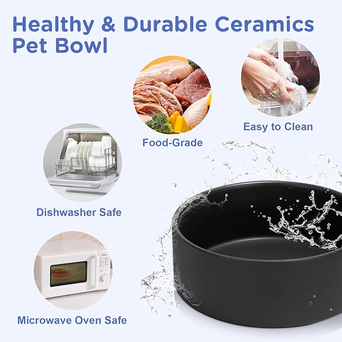 SPUNKYJUNKY Elevated Dog Bowls Ceramic, 7.3&
