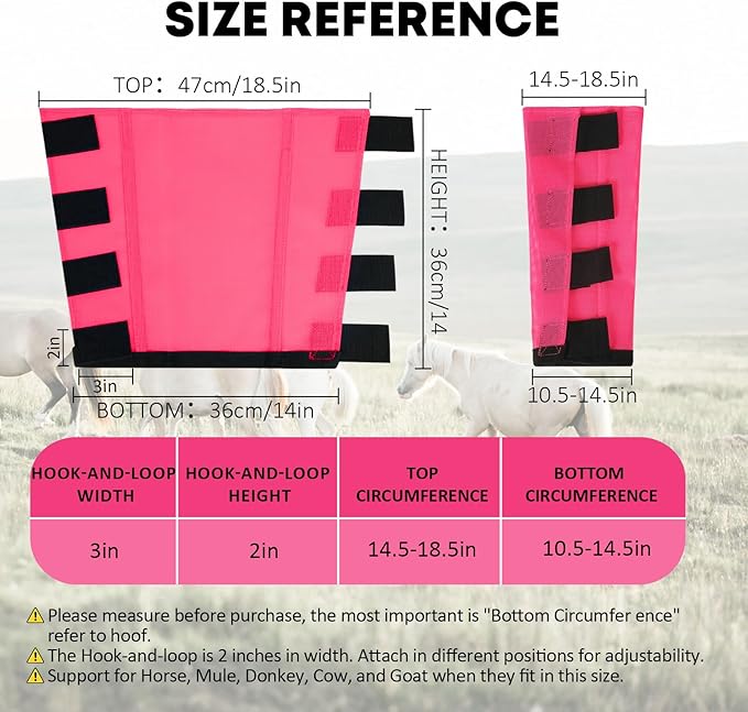 Premium 4-Pack Horse Fly Boots &amp; Leggings Loose-Fit Fine Mesh with Stay-On Fasteners, Support Strips &amp; Anti-Stomp Design Breathable Non-Slip Protection Leg Wrap (Large) Rose Pink