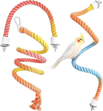 BNOSDM 3 Pcs Rope Perches for Bird Cages Gradient Sunset Color Bendable Climbing Rope Ladders &amp; Swings Birds Cage Accessories Toy for Parakeets, Budgies, Cockatiels, Conures, Lovebirds