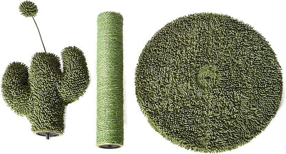 Amazon Basics Cat Scratcher - Indoor Cactus Single Cat &amp; Kittens Scratching Post with Dangling Ball, Medium (25.6"H) - Green