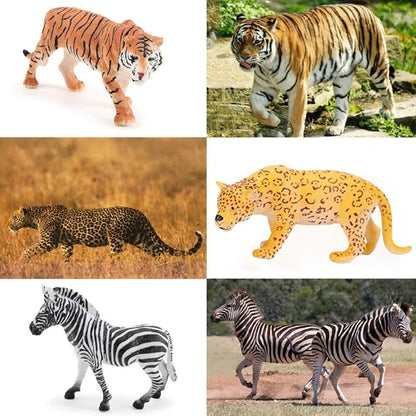BOLZRA Safari Animals Figures Toys, Realistic Jumbo Wild Zoo Animal Figurines Plastic African Jungle Animals Playset for Kids Toddlers, 14 Piece Gift Set