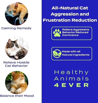 HealthyAnimals4Ever HA4E - Calming Tablets for Stressed and Aggressive Cats - Reduce Cat Aggression &amp; Promote Relaxation - All-Natural, Homeopathic Remedy - 300 Tablets