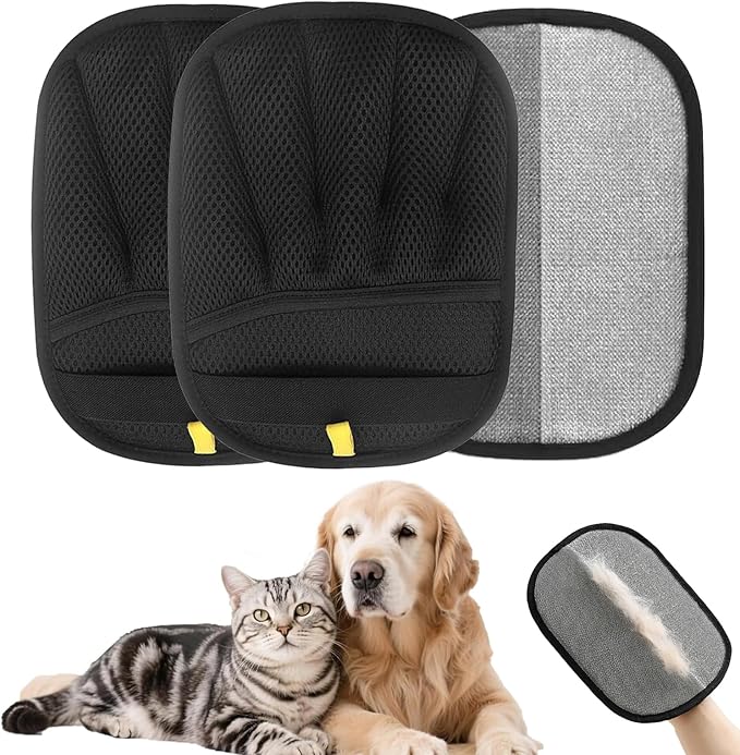 3 Pcs Magic pet Hair Remover Glove - Reusable &amp; Easy-to-Clean cat and Dog Fur Brush for Effortless Grooming, Upgraded Grip and Large Size for Better Coverage