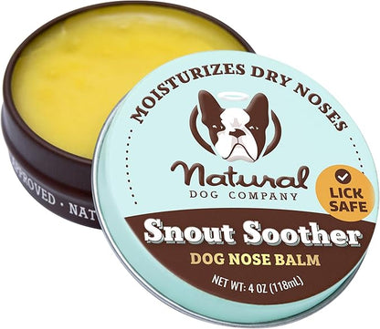 Natural Dog Company Snout Soother Dog Nose Balm, 4 oz. Tin, Dog Balm for Paws and Nose, Moisturizes &amp; Soothes Dry Cracked Noses, Plant Based Nose Cream for Dogs
