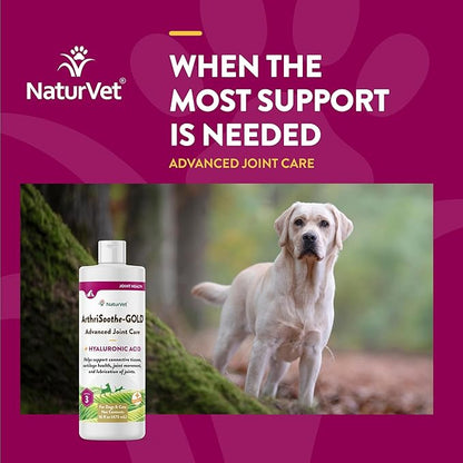 NaturVet – ArthriSoothe-Gold Advanced Care Liquid | Level 3 Advanced Joint Care | Supports Healthy Hip &amp; Joint Function | Enhanced with Glucosamine, MSM &amp; Chondroitin | For Dogs &amp; Cats | 16 oz Liquid