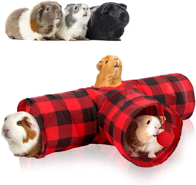 Rypet Guinea Pig Tunnels &amp; Tubes Collapsible 3 Way Small Animals Hideaway Activity Tunnel Toys for Guinea Pig Chinchilla Ferret Hamster