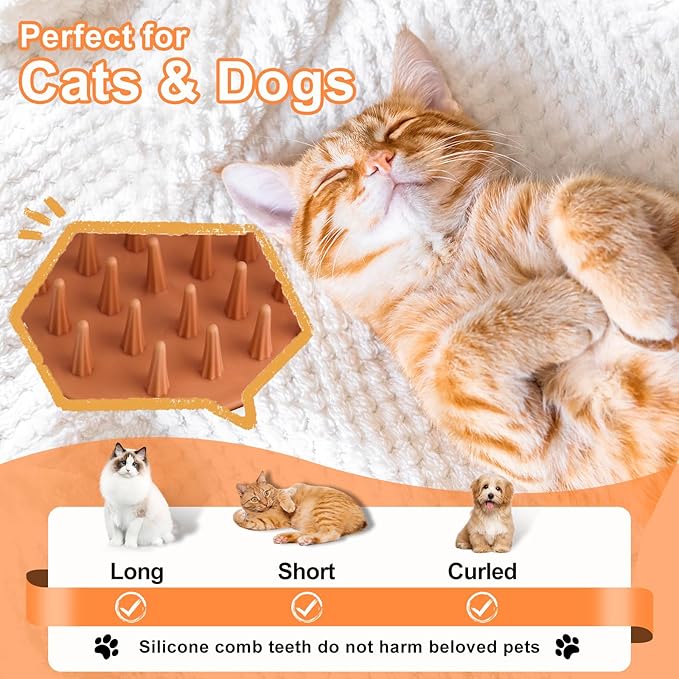 Steam Brush for Cat &amp; Dog – 3-in-1 Spritz Pet Spray Hair Removal Comb for Grooming &amp; Shedding Steam – Water Brush for Long &amp; Short Haired Pets– Includes Two Bottles Waterless Shampoo