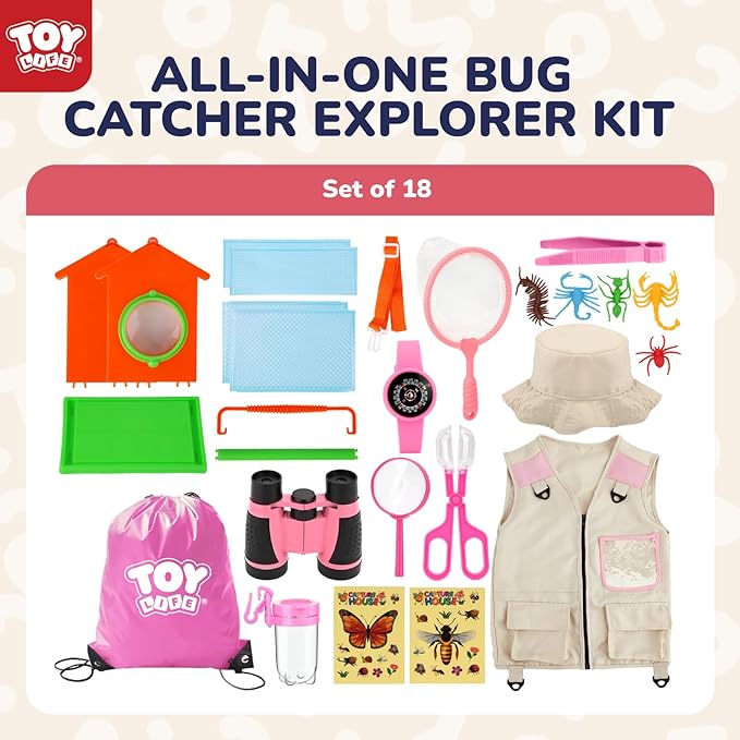 TOY Life Kids Explorer Kit with Bug Catcher for Kids, Bug Catching Kit with Bug Toys, Kid Safari Vest &amp; Hat, Compass, Binoculars, Magnifying Glass, Educational Outdoor Toys Kid Adventure Kit