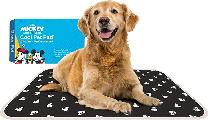 The Green Pet Shop Cool Pet Pad - Large, Disney’s Mickey &amp; Minnie Mouse - Self-Cooling, Pressure Activated Mat for Dogs &amp; Cats from 46-80 lbs - Non-Toxic Gel, No Water Needed