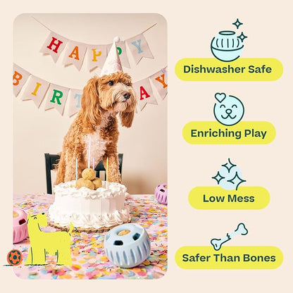 WOOF Party Pupsicle - Long-Lasting Interactive Dog Toys for Boredom - Low-Mess Design - Birthday Gifts for Dogs - Large Dog Toys - Buddy Blue
