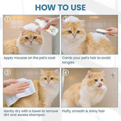 Pet Waterless Shampoo with Brush, Dry Shampoo for Dog &amp; Cats, No Rinse Foam Formula for Quick Clean Between Bath, Detangling, Deep Cleansing, Reduce Itchy Skin Shedding &amp; Odor Control