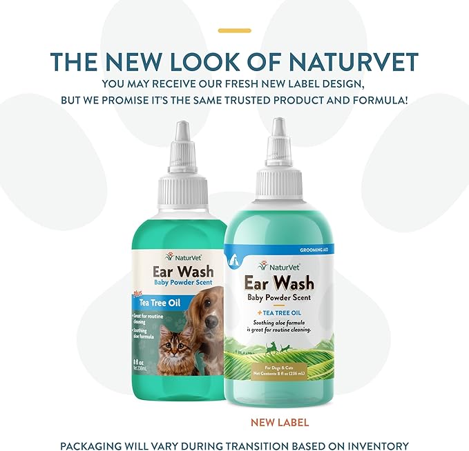 NaturVet Ear Wash w/Tea Tree Oil (Aloe &amp; Baby Powder Scent) 8 oz