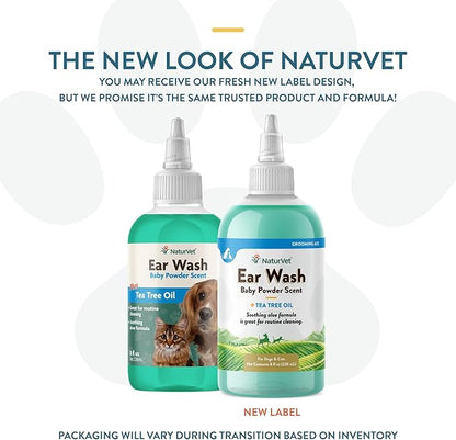NaturVet Ear Wash w/Tea Tree Oil (Aloe &amp; Baby Powder Scent) 8 oz