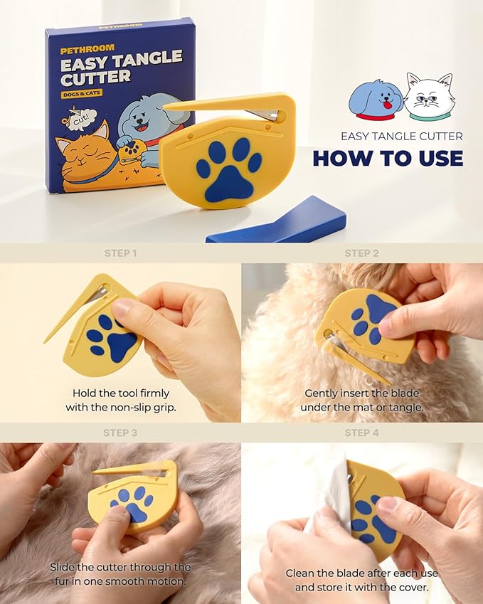 Healing Slicker Brush &amp; Matt Splitter – Gentle Detangling &amp; Shedding Control for Dogs &amp; Cats, 306 Bristles, One-Touch Hair Removal &amp; Safe Dematting Blade for Tangle-Free Grooming