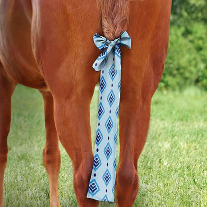 Harrison Howard Stretchy Tail Bag Breathable Horse Tail Guard Slip on Design Protect Horse Tail 2 Strand Closure Straps Keep Tail Clean &amp; Protected 22" L Length Makes Grooming Easy-Nature Aztec