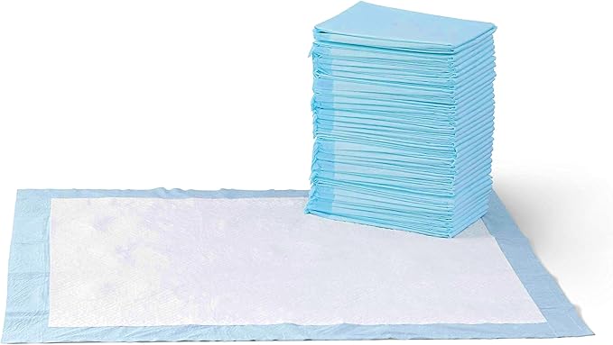 Amazon Basics Puppy Pads with Quick-Dry 5-Layer Leak-Proof Design for Potty Training, X-Large Size 28 x 34 Inch, Pack of 40, Blue &amp; White